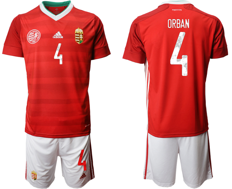 Men 2021 European Cup Hungary red home #4 Soccer Jersey